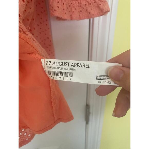 Pomander Place Iris Coral Eyelet Top Size XS - Picture 5 of 5